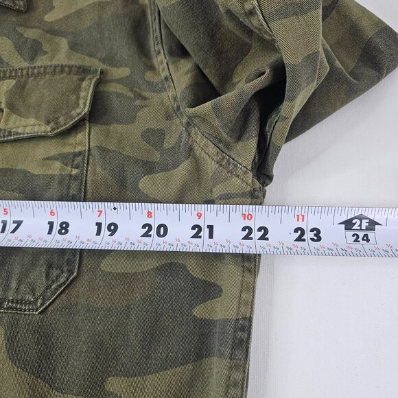 Aeropostale Camouflage Jacket Button Up Unisex Medium Green Long Sleeve Cotton - Picture 9 of 10